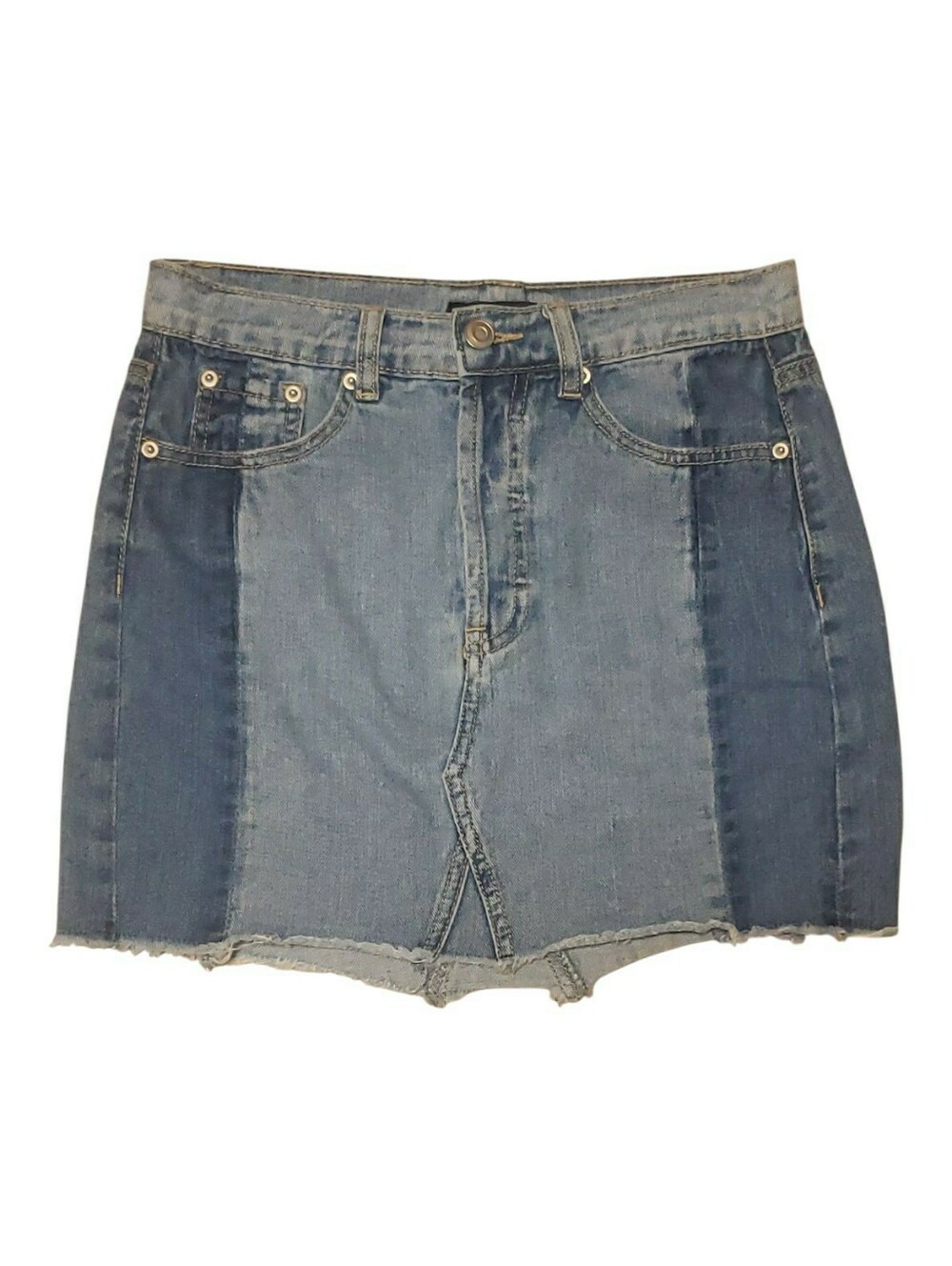 Forever 21 Two-Tone Blue Denim Mini Skirt